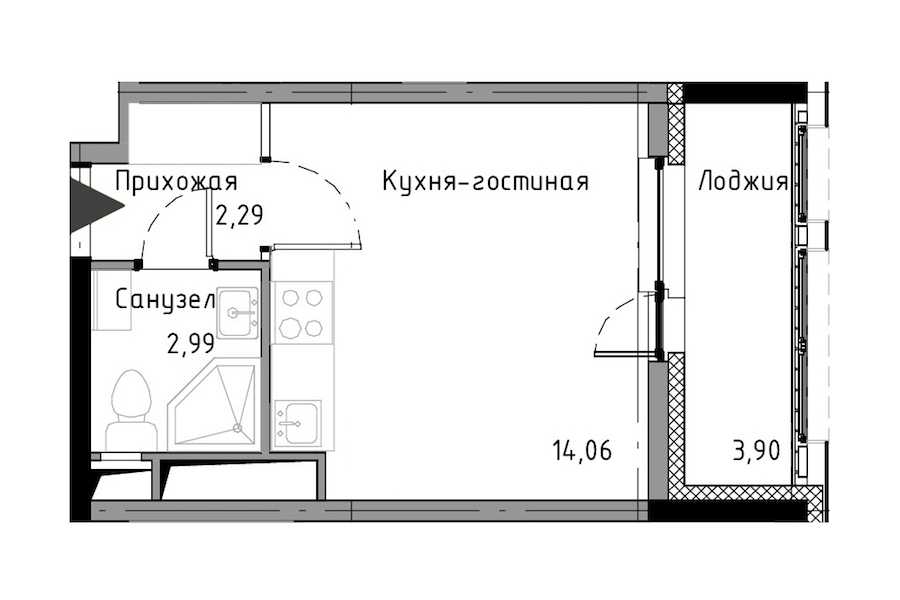 Студия в : площадь 21.29 м2 , этаж: 12 – купить в Санкт-Петербурге